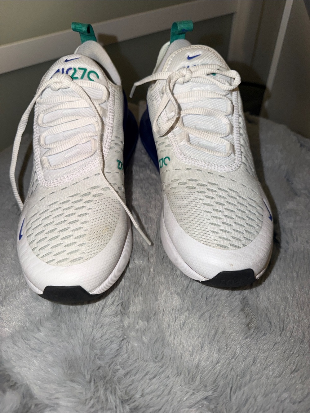 Nike Kids White Sneakers with Teal Accents